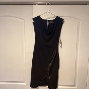 Metaphor Missy Cowl neck zip dress black onyx size small